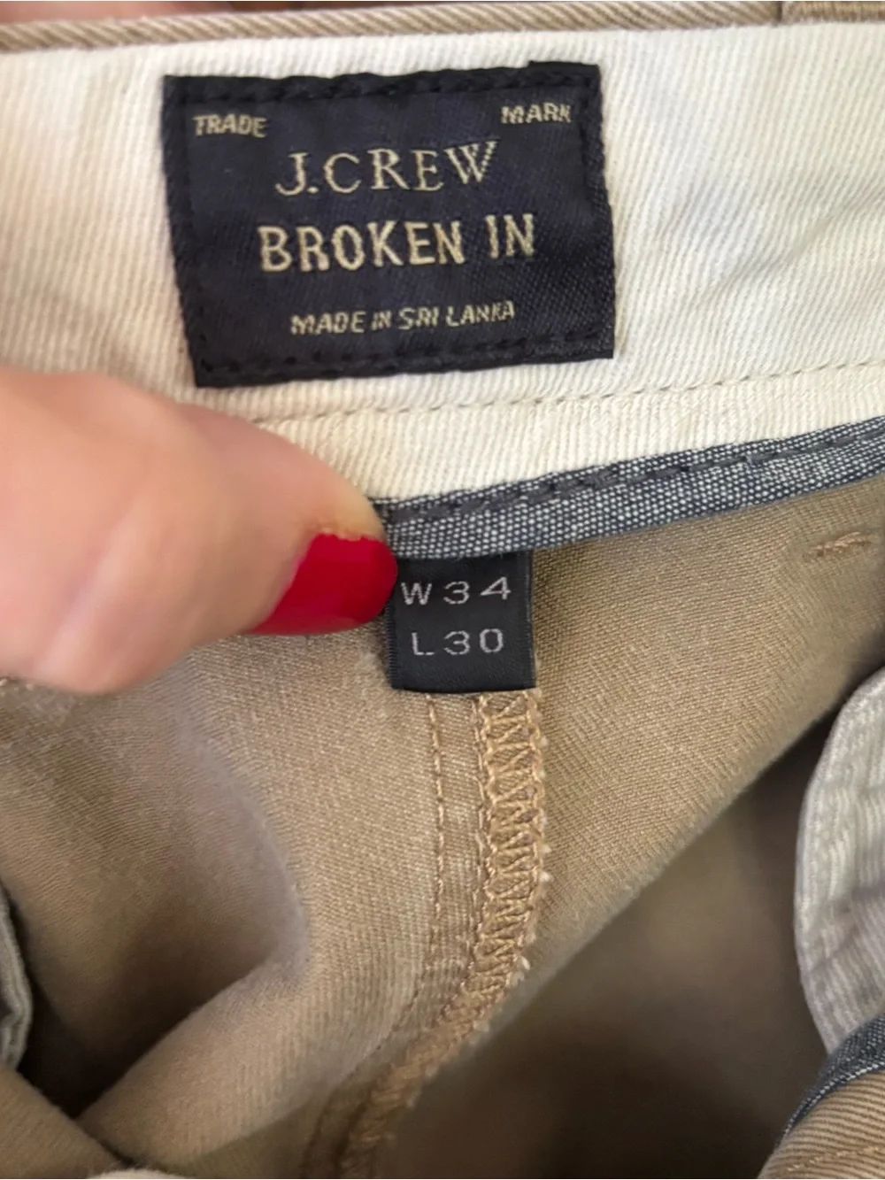 J. Crew Broken-In Chino Pants Khaki Men’s 34 X 31 Collegiate Preppy Classic EUC